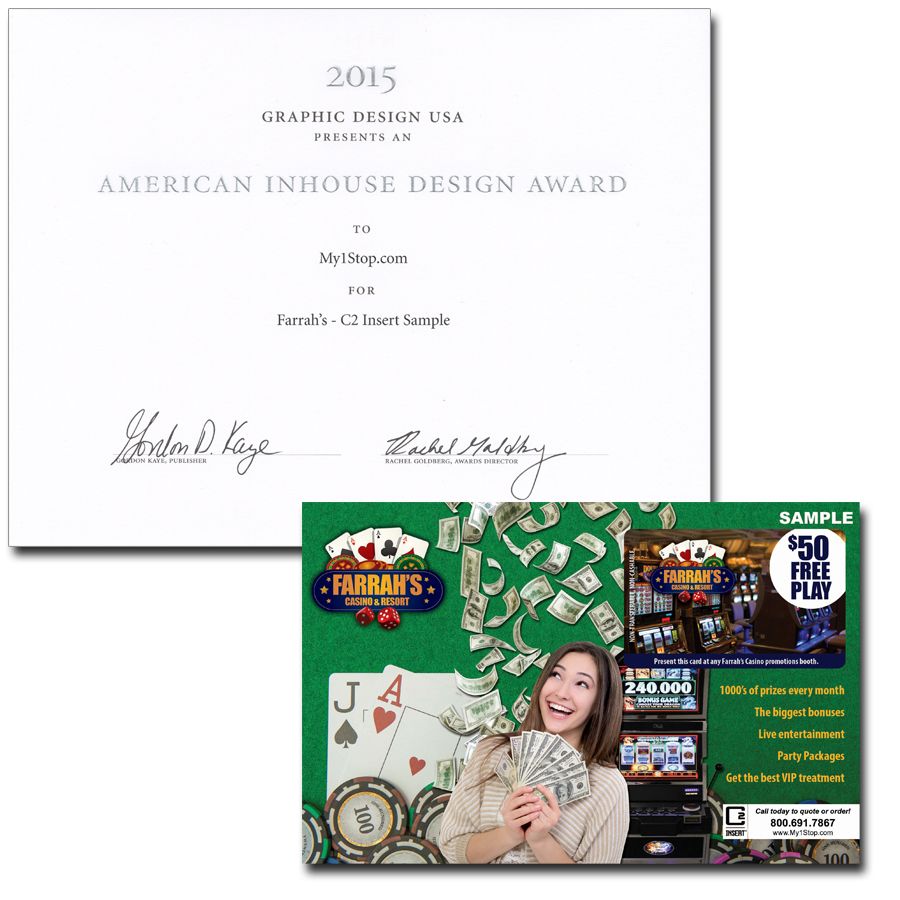 American Inhouse Design Award Casino card