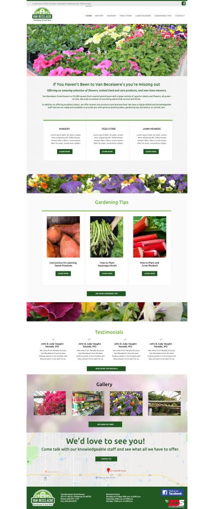 Van Becelaere Greenhouse & Feed Store Website